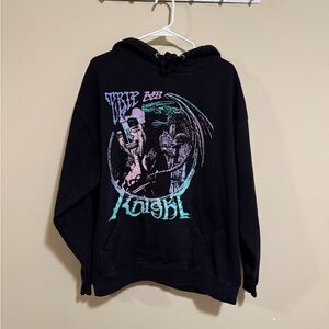 Black Graphic Hoodie with Colorful Design